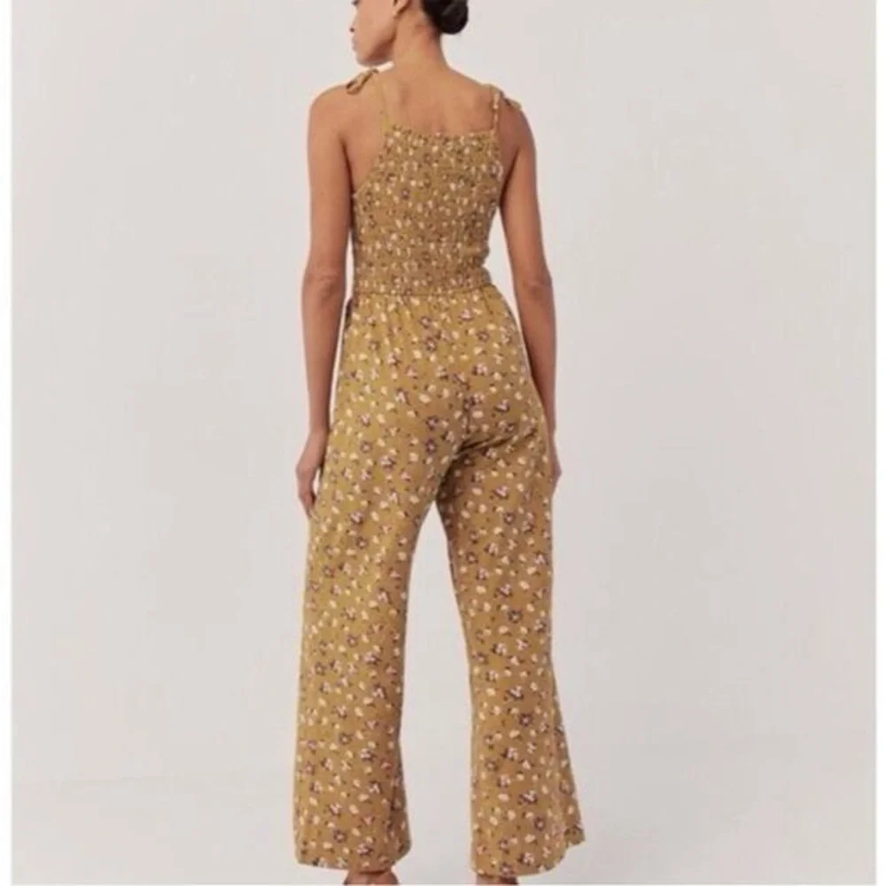 NWT. Pact. Soirée One-in-Done Jumpsuit. Mustard Floral. Size Small._2